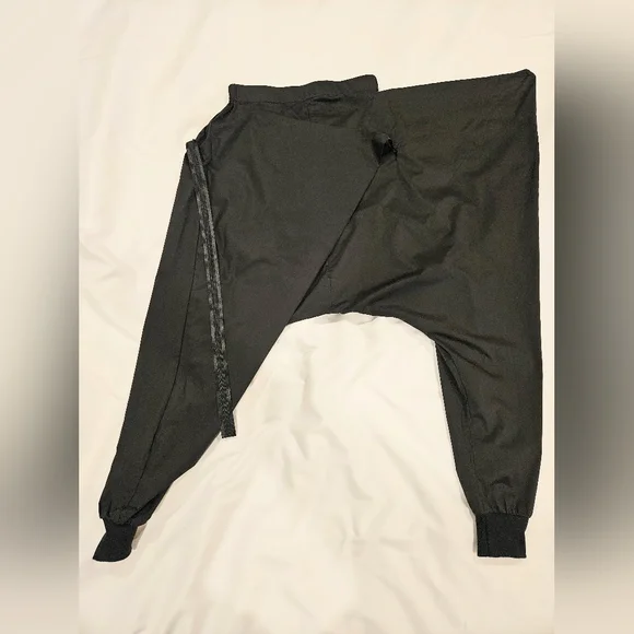 QLZW Black Drop-Crotch Wrap Front Harem Pants - Picture 2 of 6